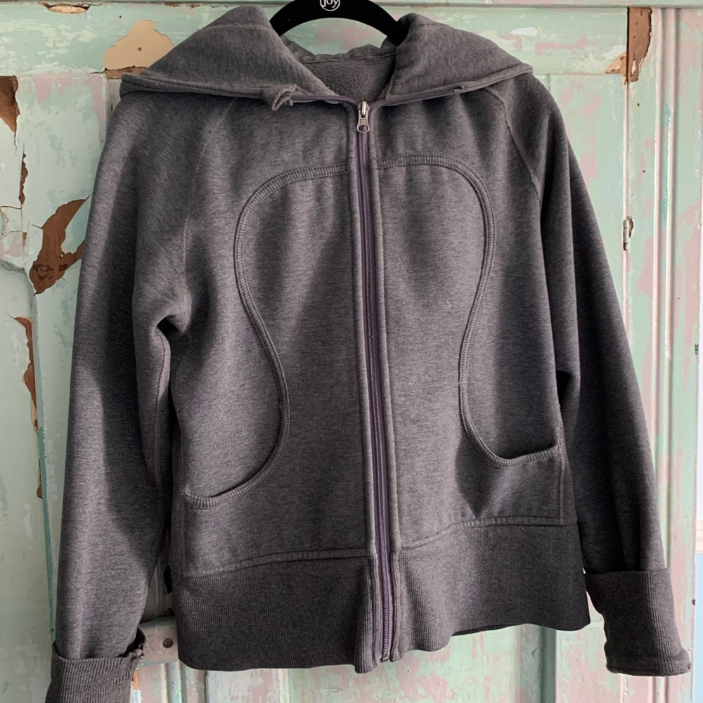 Dark gray Lululemon zip up with hoodie